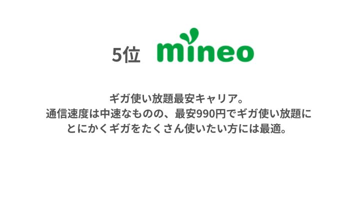 5位：mineo